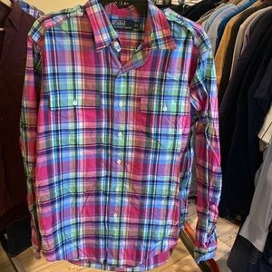 Men’s Polo by Ralph Lauren Button Down / Size L / Pink, Blue, & Green Plaid